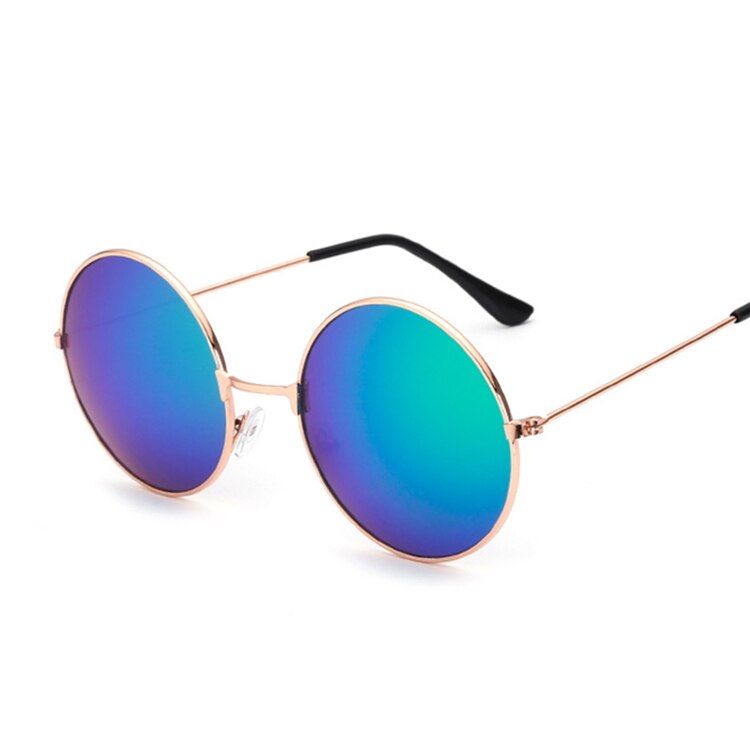 GoldGreenRetro Round Sunglasses Men Women Brand Designer UV400 Vintage Metal Frame Sun Glasses Male Female Fashion Lunette De Soleil