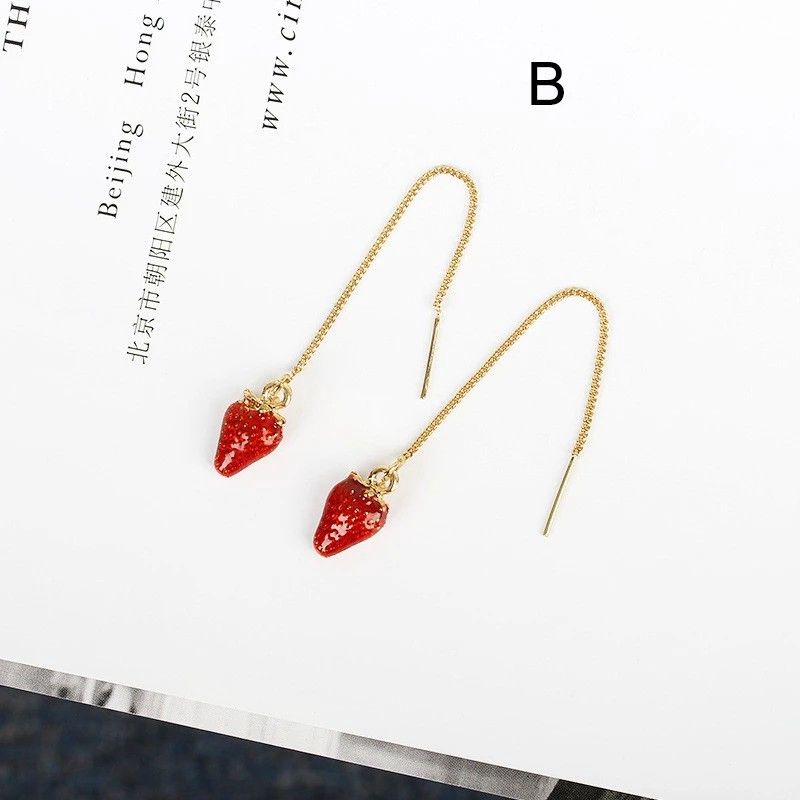 Cute  Strawberry Earrings Sweet Girl Korean Fashion Ins