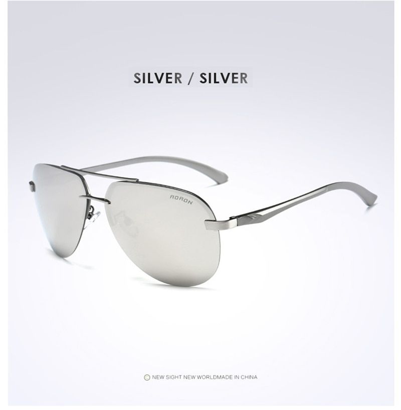 Silver SilverGlasses BagAORON Men Polarized Sunglasses Men Brand Design Sun Glasses Aluminum Leg Mirror Lens Sunglasses for Men/women