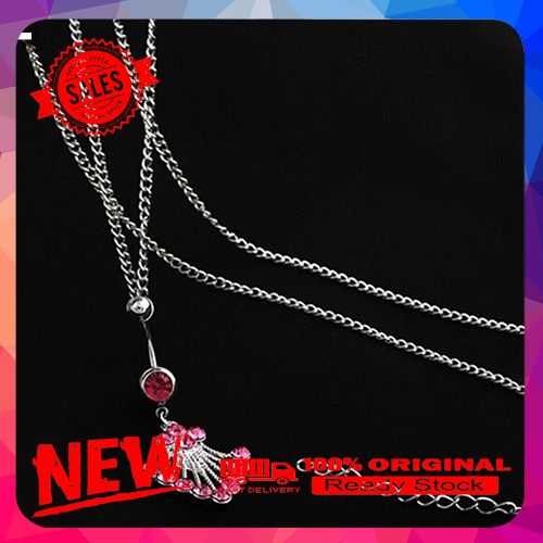 Women's Fashion Rhinestone Navel Ring Belly Button Bar Waist Chain Body Piercing