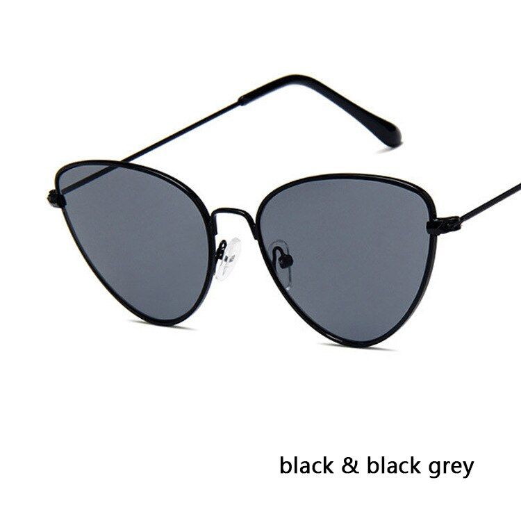 1Sexy Lady Cat Eye Sunglasses Fashion Women Vintage Wrap Metal Frame Clear Lenses Sun Glasses For Female UV400
