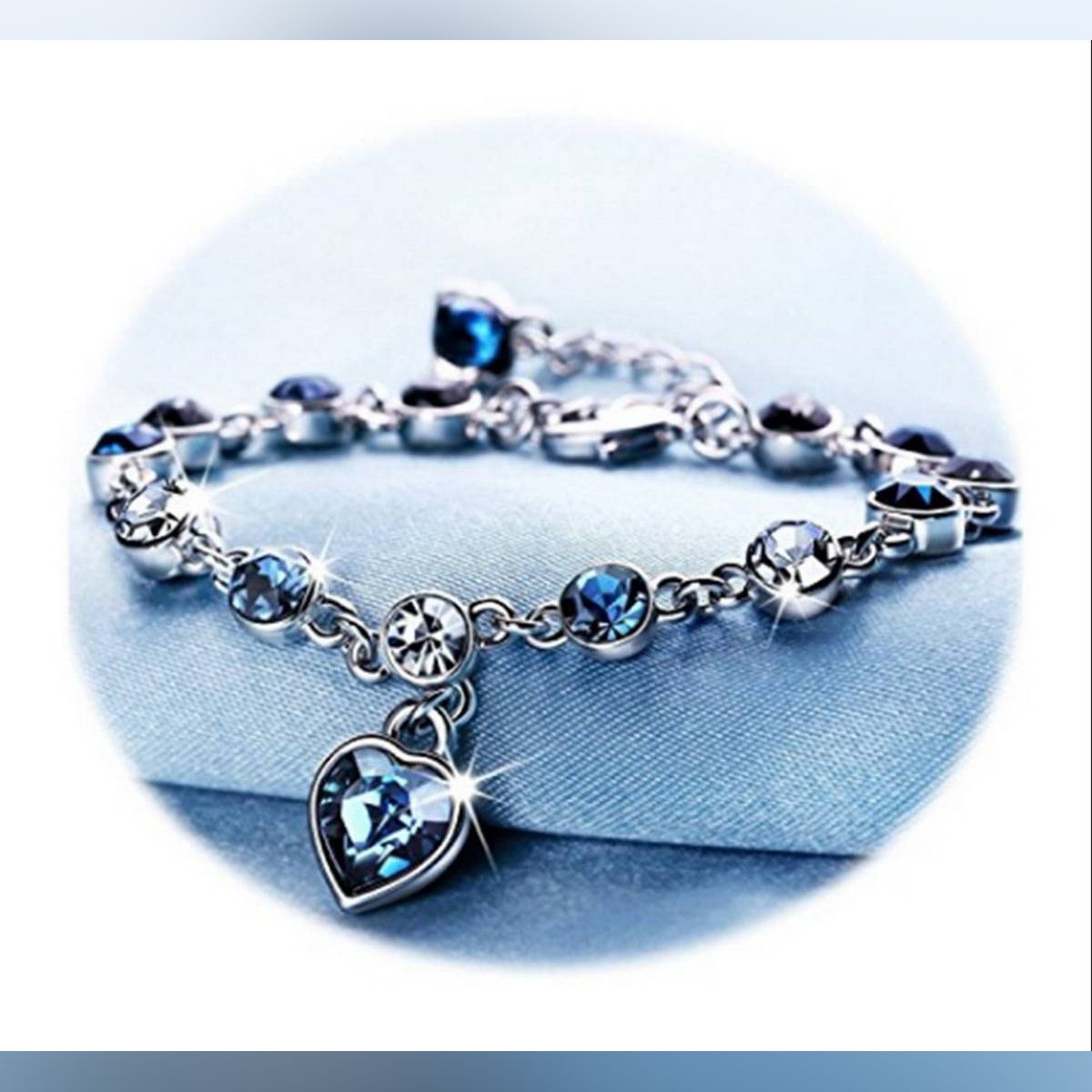 Ocean Heart Peach Heart Crystal Girlfriend Gift Love Heart Women's Bracelet