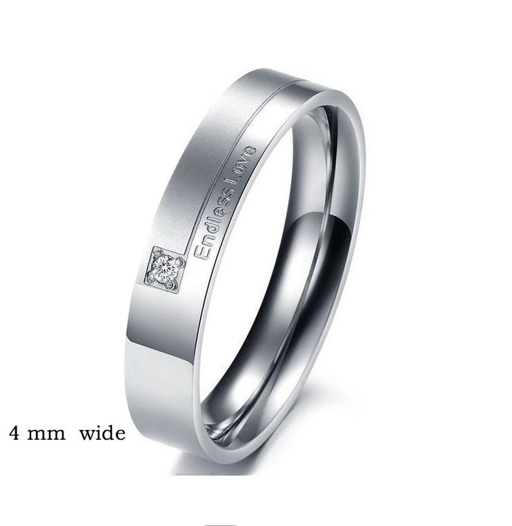 High quality 316L steel "Endless Love" Couple Rings for Lovers Rhinestone Wedding Bands Engagement Ring Crystal Gift jewelry