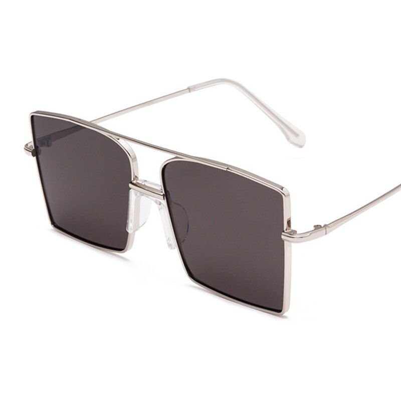 3Vintage Oversized Square Sunglasses Women Men's Fashion Metal Sun Glasses Personality Clear Lens Female Goggle Shades UV400