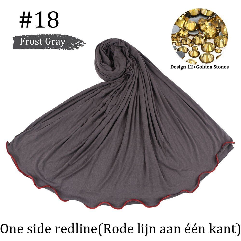 Redline D12-One side redline Stretchy Jersey Hijab with Design 12 Scarf  stones 2020 netherlands muslim women shawl