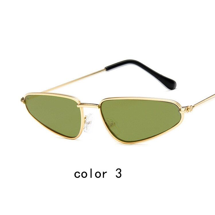 3gold green2019 Cute Sunglases Retro Cat Eye Sunglasses Women Metal Frame Triangle Vintage Cateye Sun Glasses Female