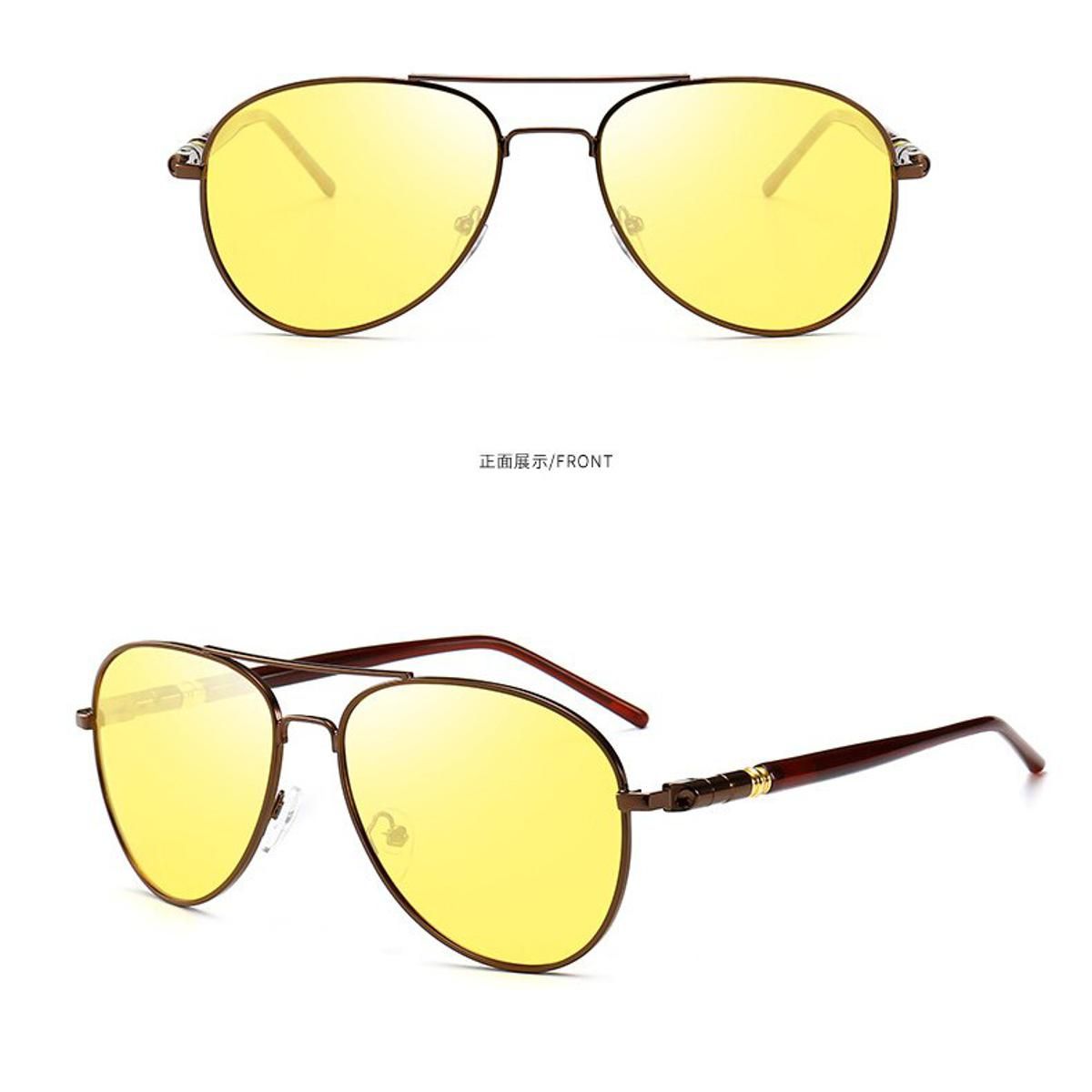 19VCKA Polarized Sunglasses Men Metal Pilot Discoloration Classic Retro Brand Designer Vintage UV400 Night vision Sun Glasses