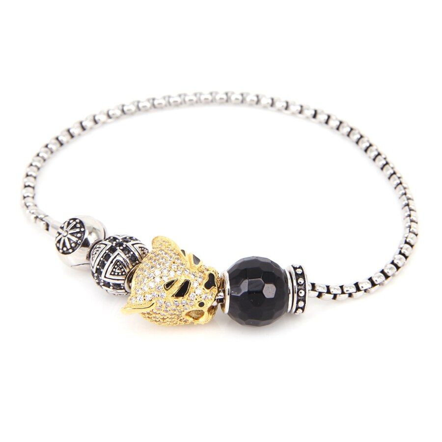 Thomas Style KM Bead Bracelet With Tiger Zircon Beads , 2021 Rebel Heart Bracelet For Men TS