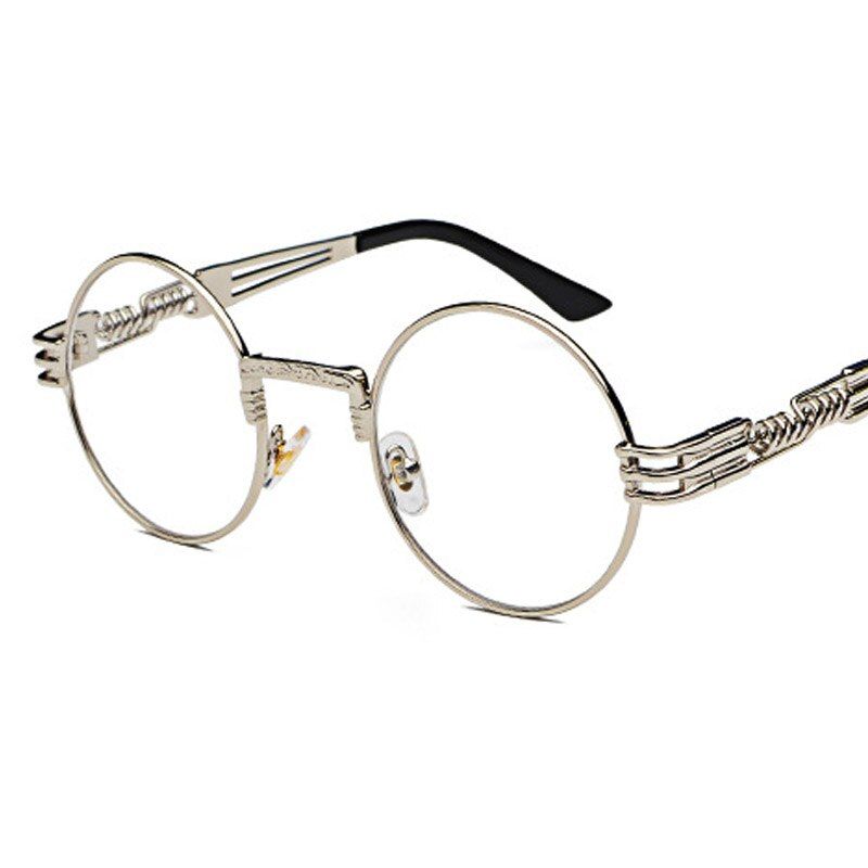SILVER TransparentSIMPRECT Steampunk Sunglasses Women 2020 Punk Retro Round Sunglasses Men Mirror Sun Glasses For Men Vintage Shades for Women