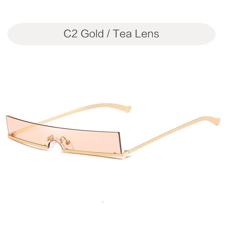 Tea Emerald GreenYOOSKE 90S Cat Eye Sunglasses Women Trend Metal Frame Small Square Sun Glasses Female Vintage Rectangular Skinny Cateye Sunglass