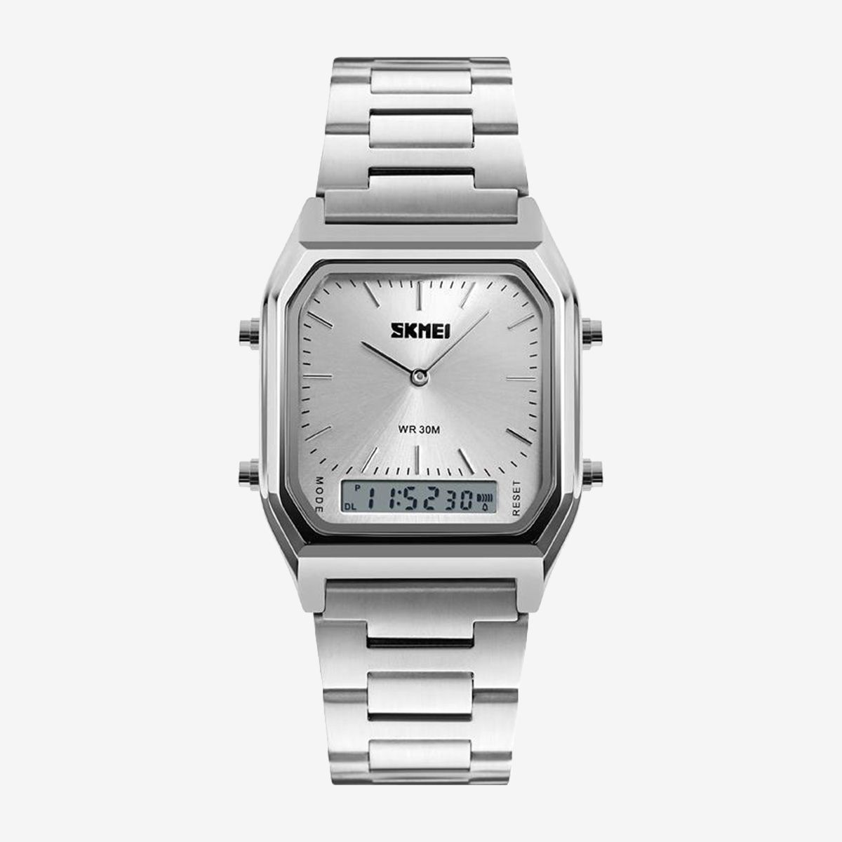 SKMEI  Sports Fashion Quartz Digital Stainless Steel Dual Display Chrono Waterproof Casual Watch for Men 1220