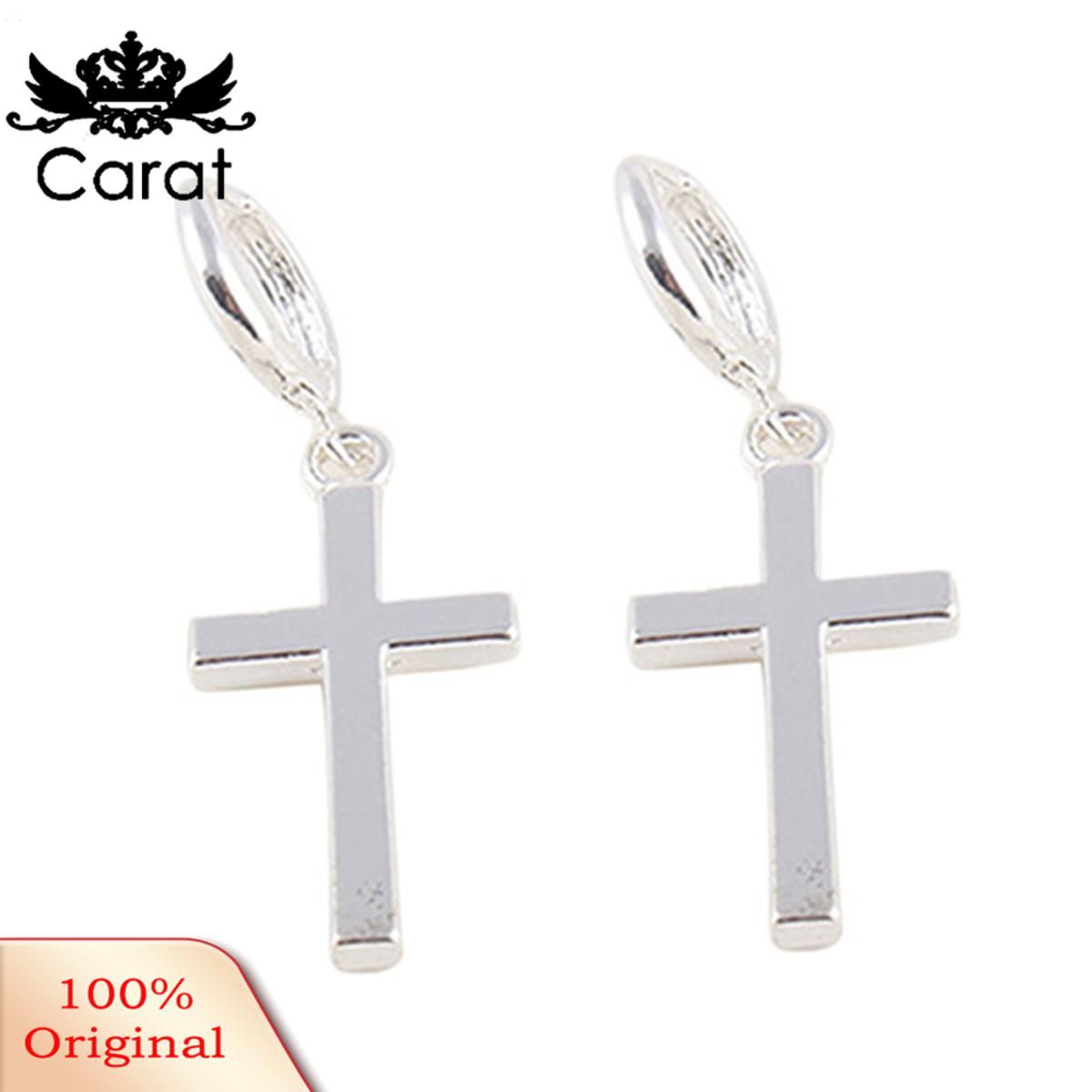 Drop Earrings Attrtive Women Smooth Cross Shape Earrings