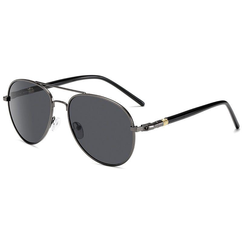 RBRARE Classic larized Light Sunglasses Men Luxury  Designer Glasses Retro High Quality Metal Driving Male Goggle No Box- Gray