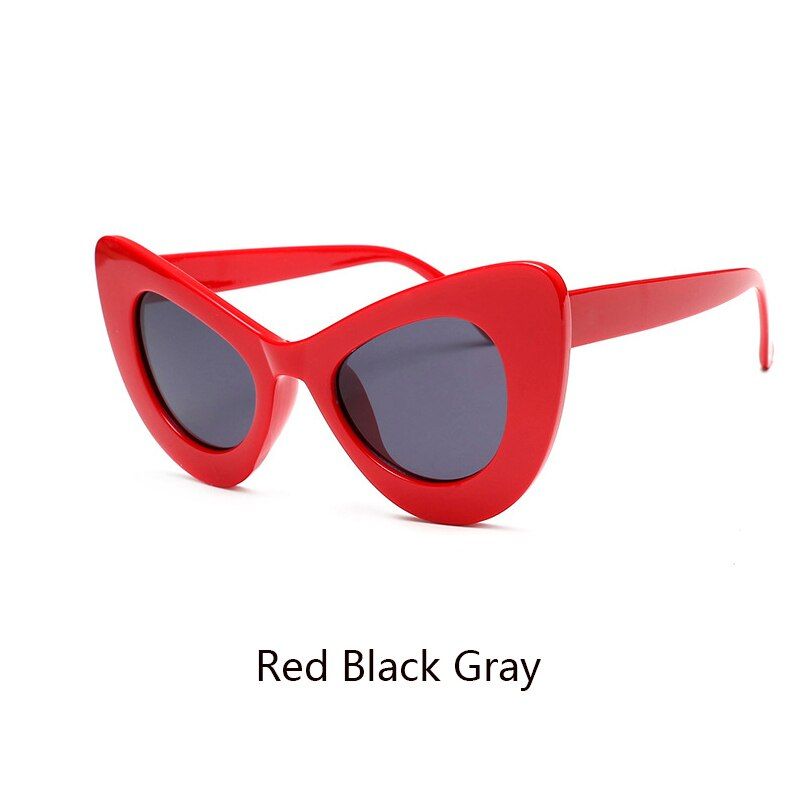 Red Black GrayEpicool Classic Cat Eye Sunglasses Women Fashion Plastic Frame Sun glasses Retro Mirror Sunglasses Ladies oculos