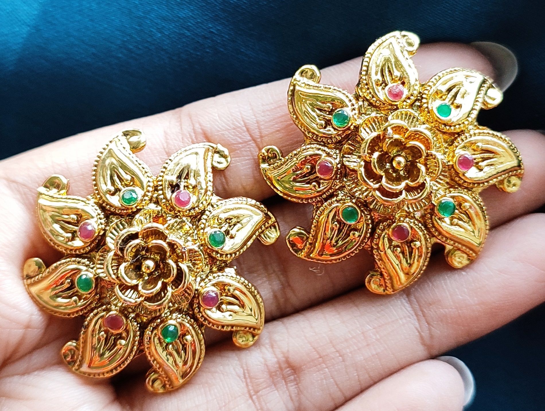 Hand Crafted Indian Jaipuri Mirror Work Meena kari Mina kari Beautiful Fashionable Jhumka Earrings