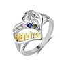 Grandma Letter Hollow Love Heart Rhinestone Finger Ring Jewelry Birthday Gift
