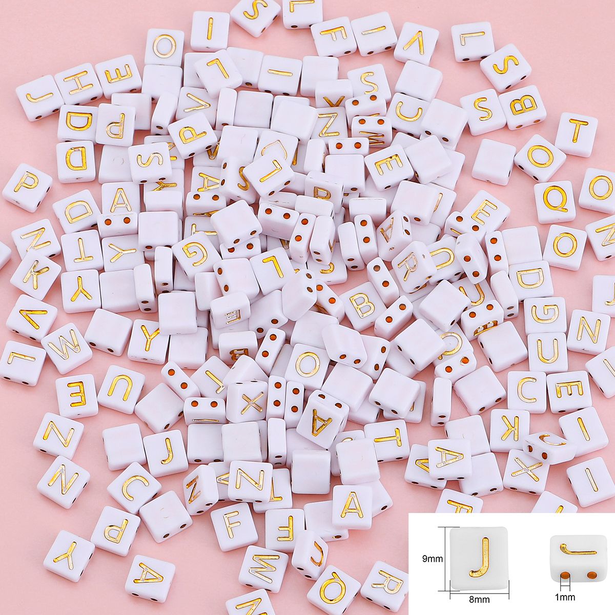 50-100PCS Double Hole Acrylic Letter Beads Square Loose Beads For Jewelry Making