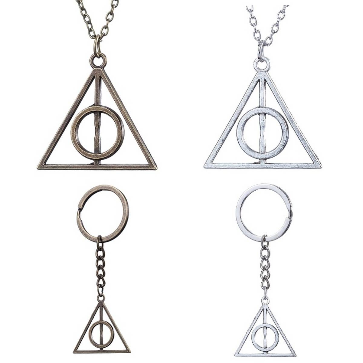 20pcs/lot Wholesale Fashion Jewelry Vintage Charm Potter Luna Triangle Deathly Hallows Geometric Pendant Necklace