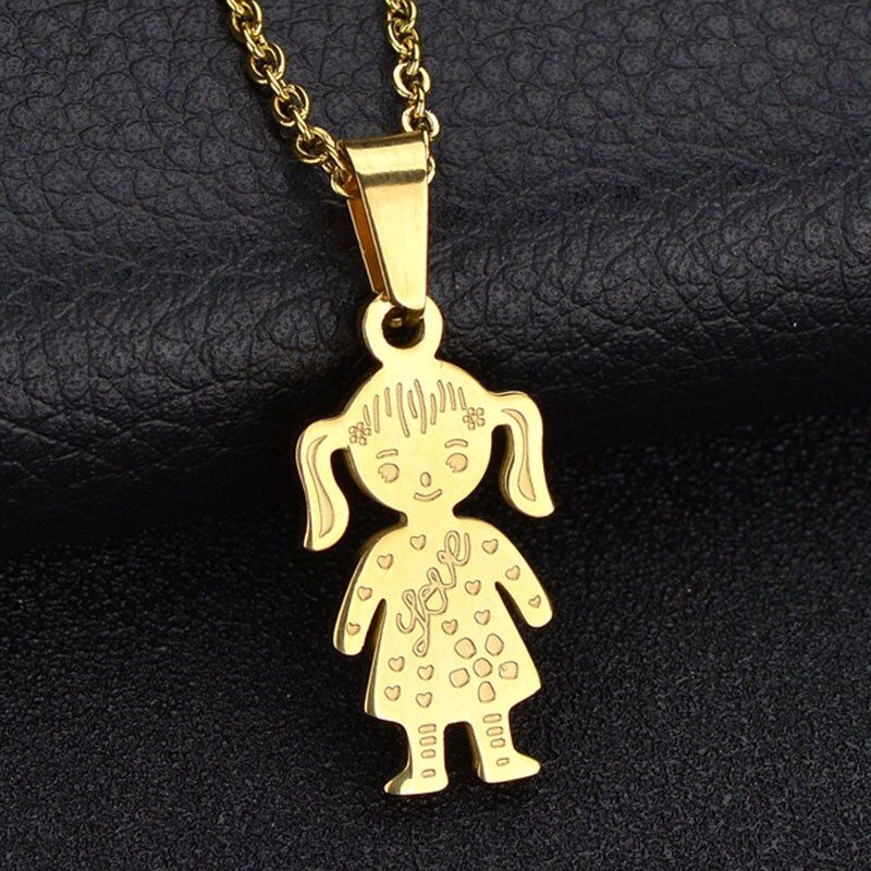 Letdiffery Stainless Steel Family Necklaces Engrave Names Stainless Steel Cute Dad Mom Boy Girl Baby Jewelry(null)