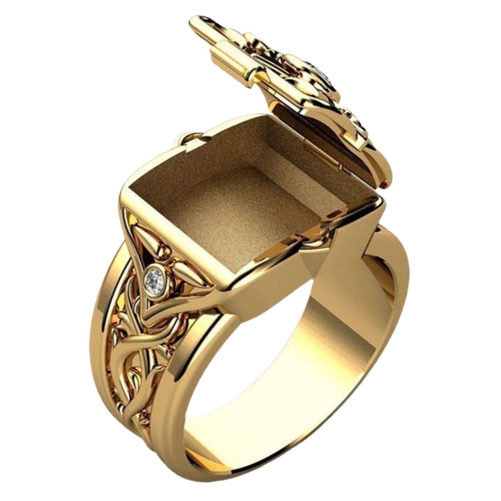 Men Fashion Irregular Concave Convex Openable Lid Ring Creative Jewelry Gift