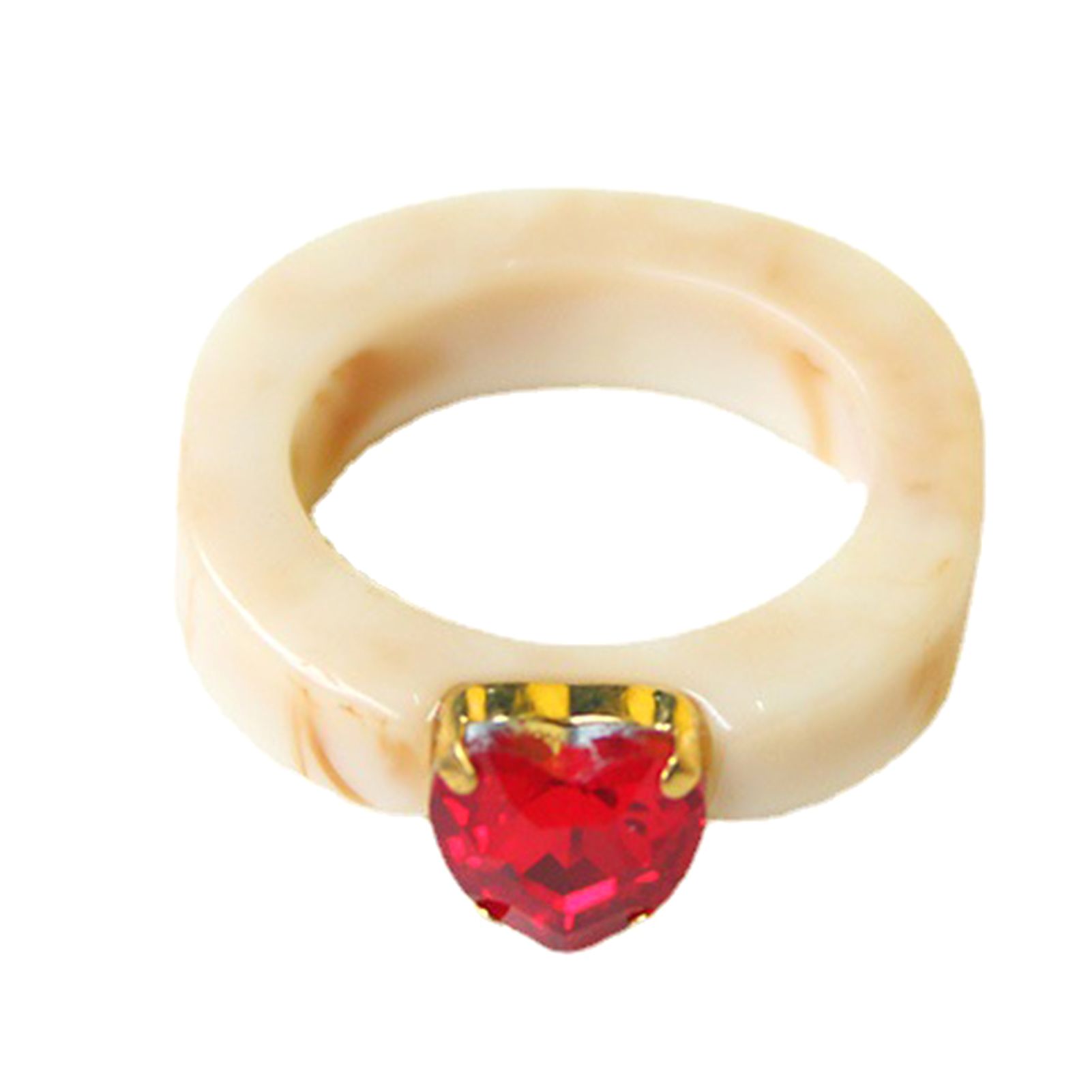 Round Ring Heart Rhinestone Heart Rhinestone All Match Ring