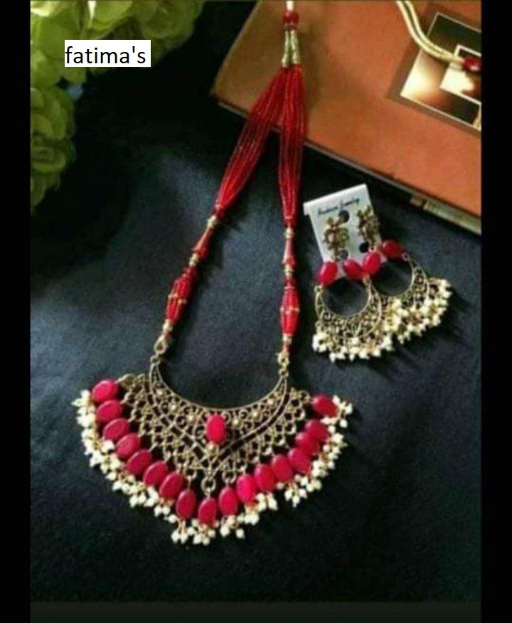 Handmade women necklace set blue