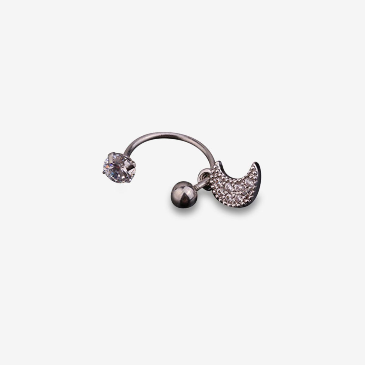 C Shape Stainless Steel Zircon Ear Nail Flower Moon Cartilage Helix Stud Earring Piercing Jewelry