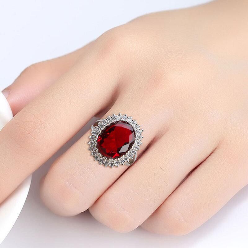 Bague Ringen women sterling silver rings with round shape ruby gemstones women wedding party wholesale gift size 6-10