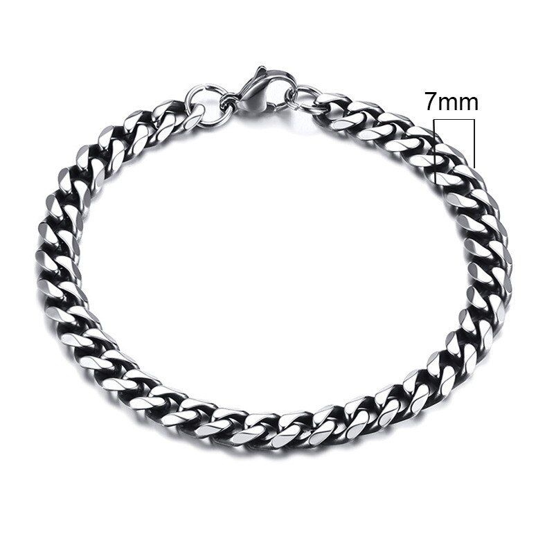 ZORCVENS Chunky Miami Curb Chain Bracelet for Men Stainless Steel Cuban Link Chain Wristband Classic Punk Vintage Male Jewelry