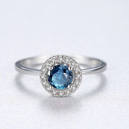 CZCITY 925 Silver Sterling Luxury 8mm Round Topaz Rings for Women 3 Colors High Quality Engagement Gemstone Ring Silver Jewelry