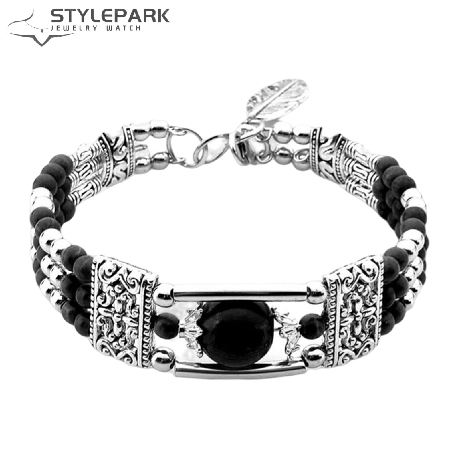 Women Bracelet Bohemia Ethnic Style Three Layers Faux Turquoise Smooth for Gift
