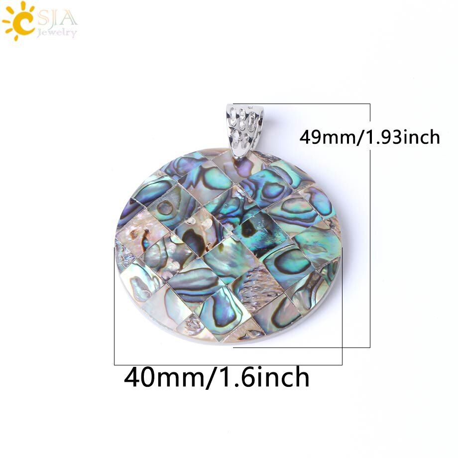 CSJA Natural Abalone Shell Pendant Heart Water Drop Shape Splice Shells Pendants Necklace Ocean Style Jewelry for Women Men F979