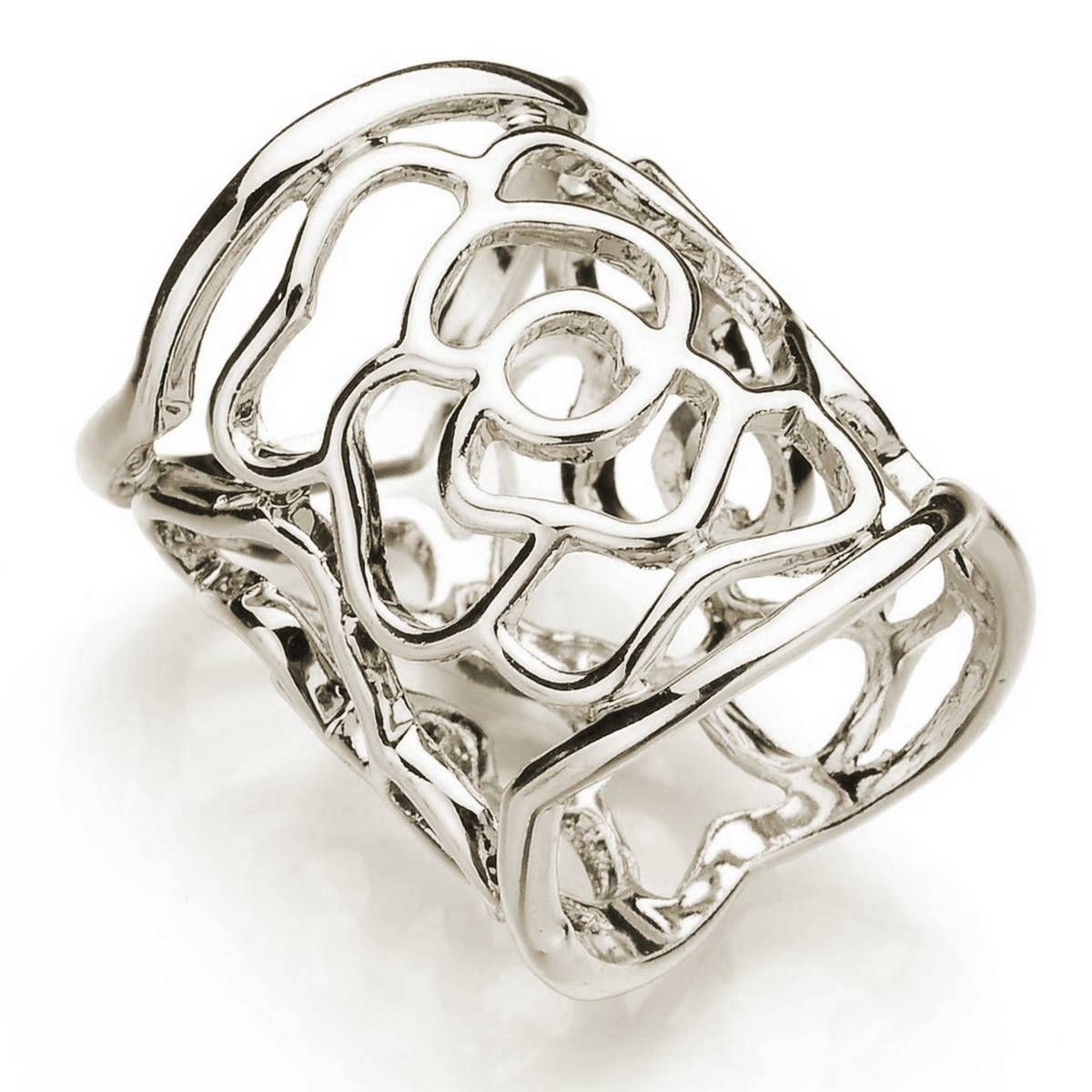 Women Openwork Carved Rose Pattern Scarf Ring Buckle Shawl Clip Jewelry