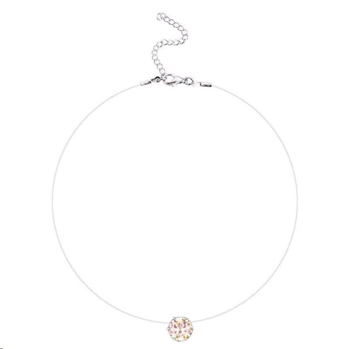 Women Fashion Zircon Inlaid Transparent Fishing Line Chain Necklace Jewelry Gift