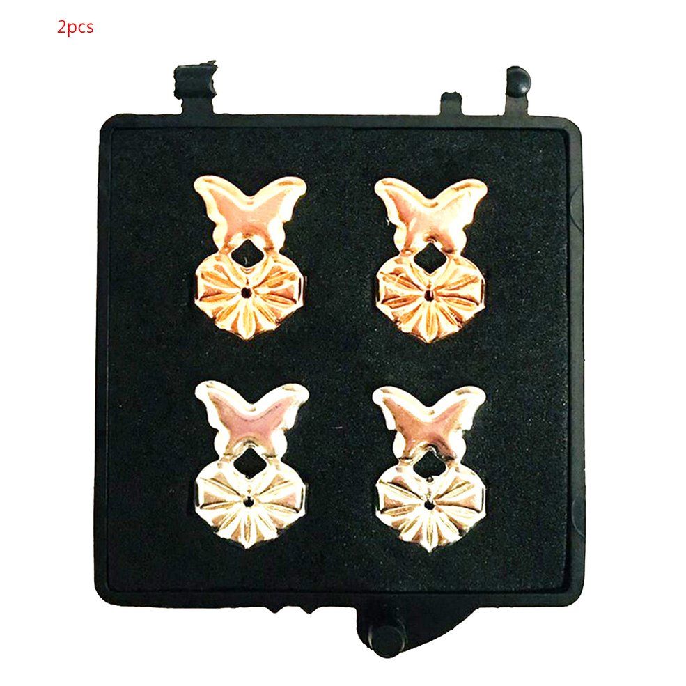 New Popular Magic Earrings Aid Creative Personality Stud Pin Buckle Holder-Multicolor 2pair butterfly