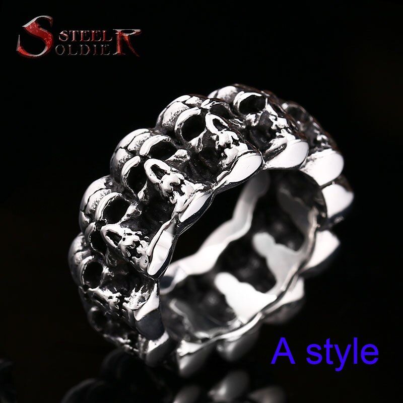 steel soldier stainless steel punk cycle skull ring for men personality popular for aliexpress jewelry