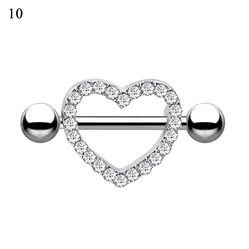 Piercing Tongue Ear Navel Bell Button Ring Crystal Shiny Steel Jewelry Silver Heart Navel Bell Rings