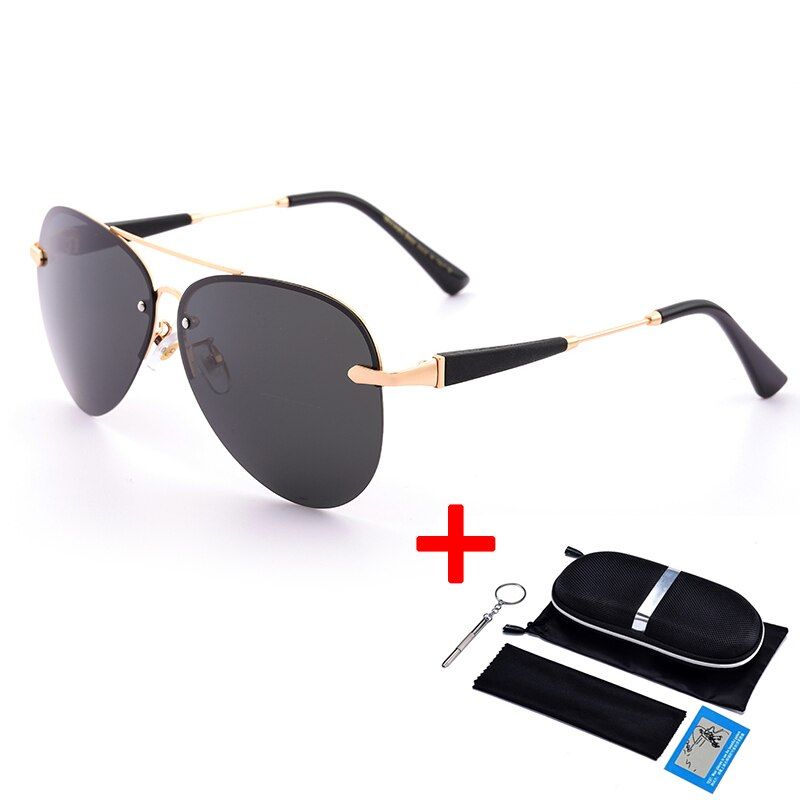 Sunglasses Men Polarized Driving Glasses UV400 Brand Designer Mercede 743 Pilot Eyewear Metal Rimless Retro Gafas De Sol Hombre