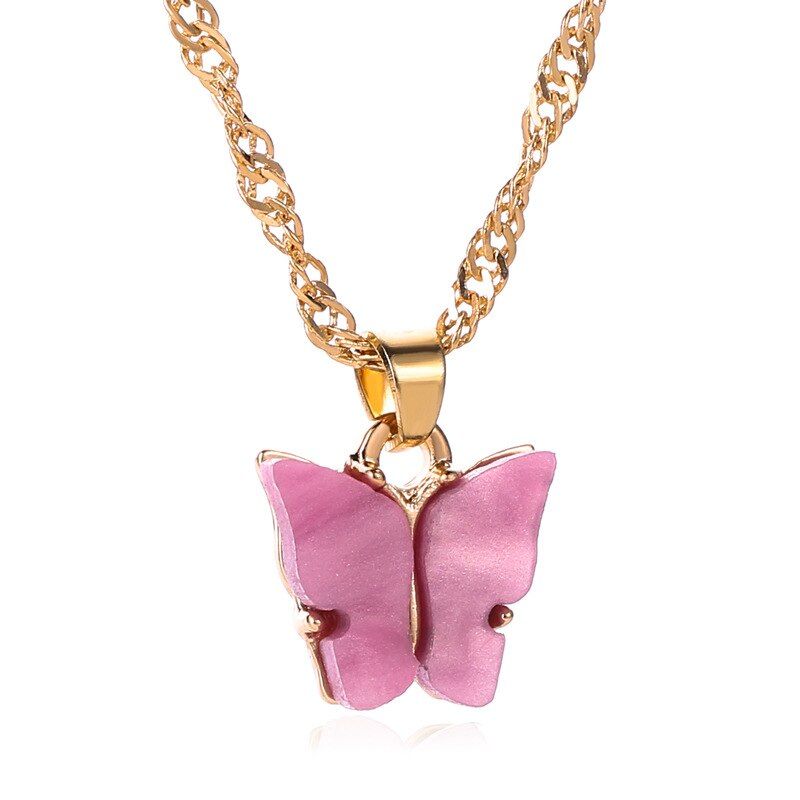 Bohemian Cute Butterfly Acrylic Choker Necklace for Women Crystal Clavicle Chain 2020 Fashion Female Chocker Jewelry Accessories