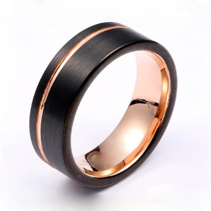 Classic man tungsten carbide Ring Marriage LOVE Alliances Couple wedding Rings for men and women Black rose gold color 8mm