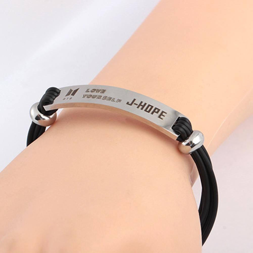 BTS Team's Mark Stainless Steel Silicone Bangle Rubber Adjustable Sports Bracelet 2018 Korean Stars Style Fashion Couple Lover Bracelets Gifts