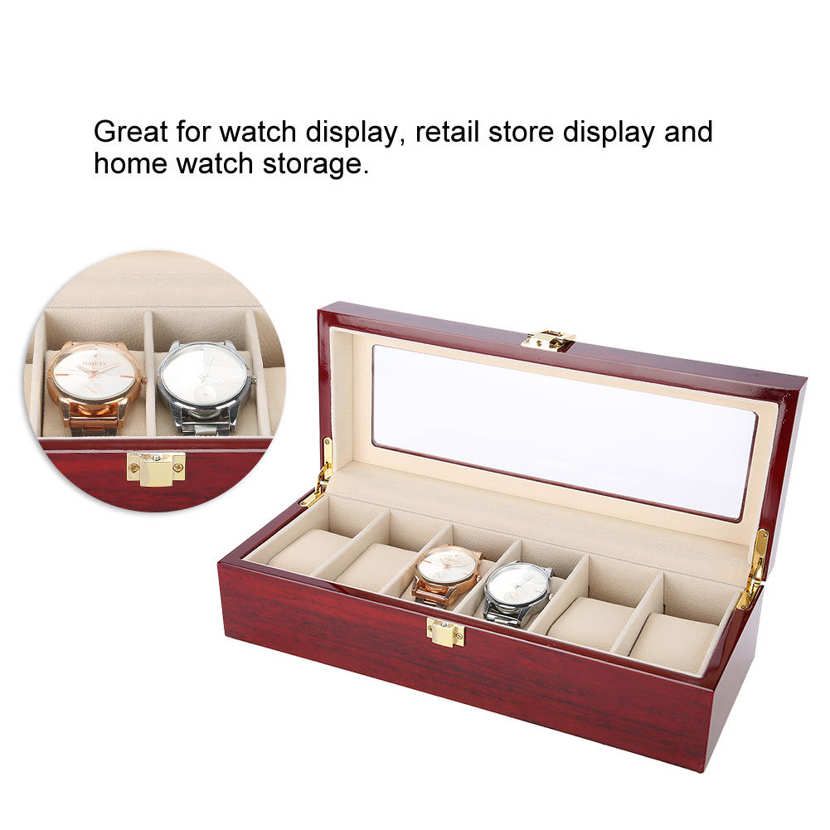 6 Slots Men Women Watch Box Display Case Organizer Jewelry Storage Gift