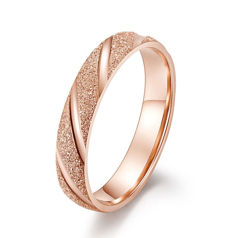 2018 Fashion Black Rose Gold  Silver Color Ring Stainless Steel Matte Wedding Engagement Ring for Women Men Jewelry Gift 4mm