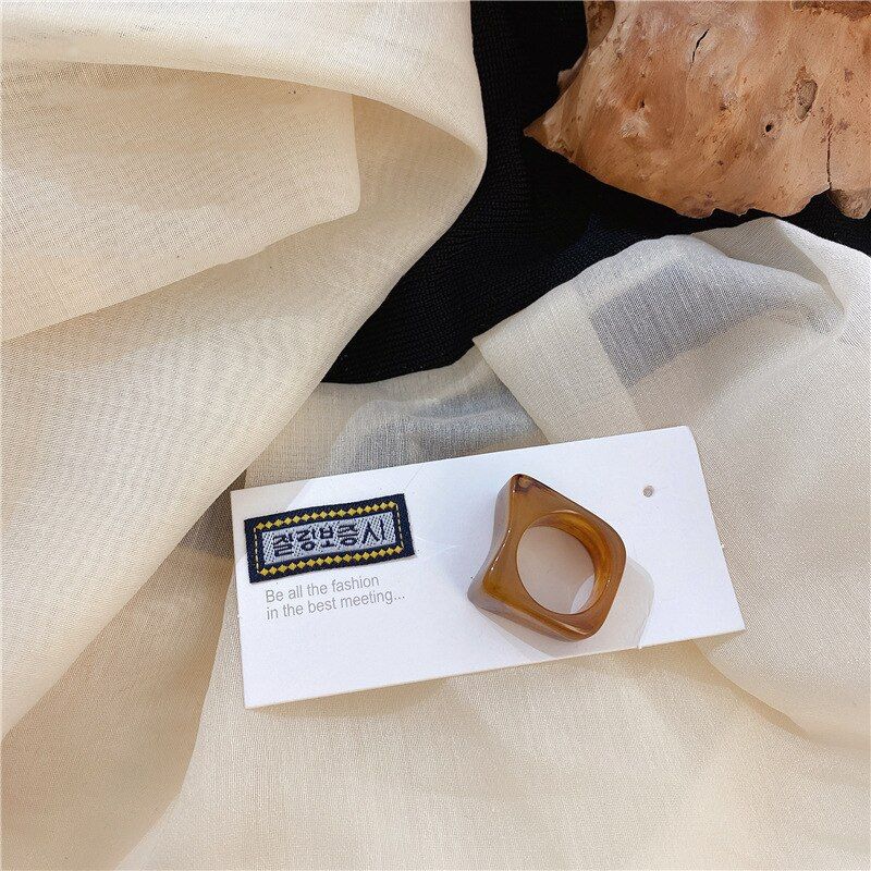 Gold Color Metal Irregular Enamel Adjustable Finger BFF Rings For Women Fashion Kpop Retro Opening Statement Designer Jewelry