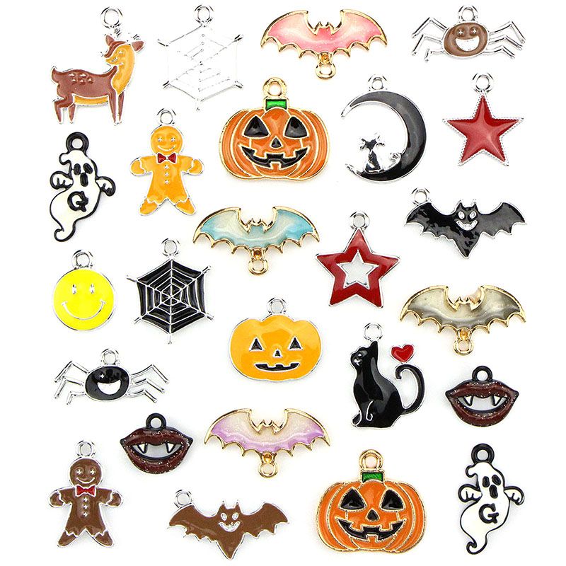 FashionApple 25Pcs/set Enamel Mixed Halloween Series Charms Pendant DIYJewelry Making Crafts