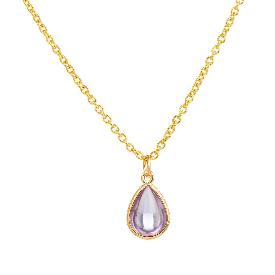 Romantic Sweet Cute Multiple Style Colorful Water Drop Shape Pendant Necklace For Women And Girls Wedding Engagement Accessories