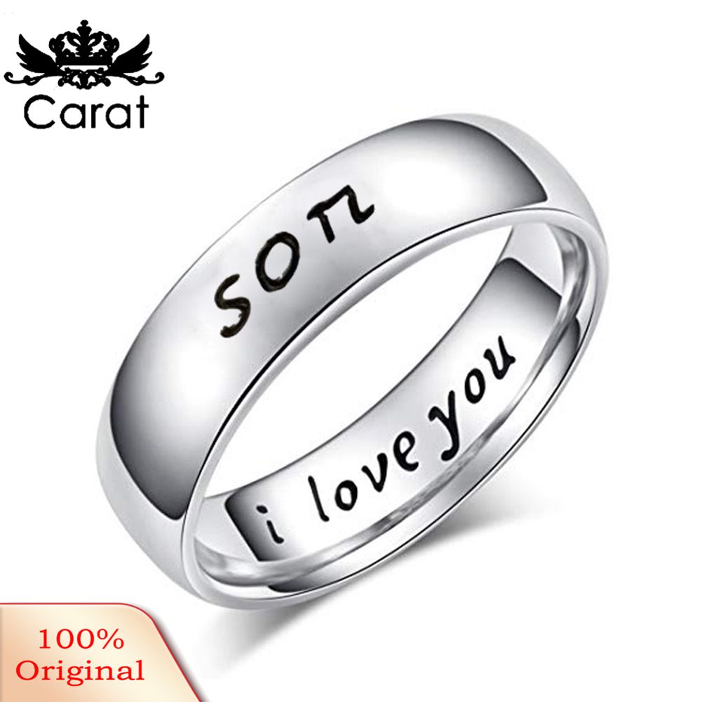 Fashion English Letter I love You Mom Daughter Son Dad Finger Ring Jewelry Gift