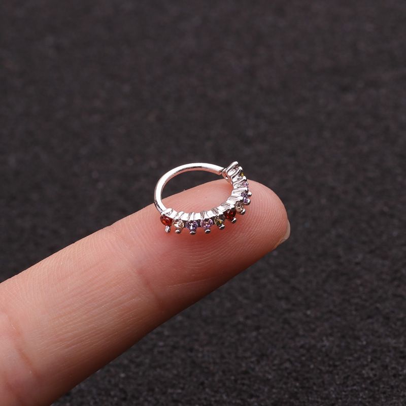 1Pc New Creative Simple Hoop Earrings Colorful Circle Cubic Zirconia Ear Studs Piercing Jewelry