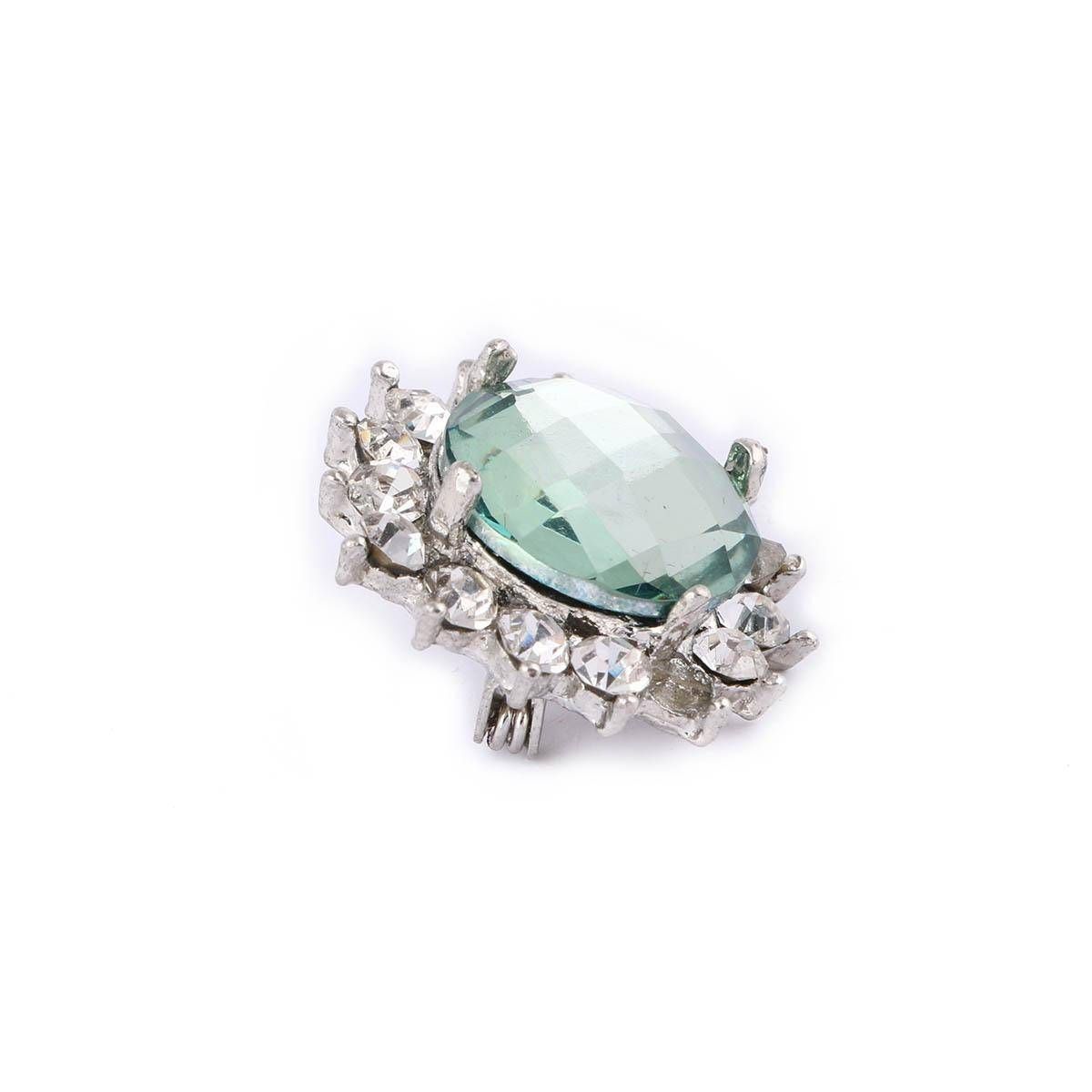 Fashionable Light Green Stone Round Shape Brooch Pin or Hijab Pin For Women