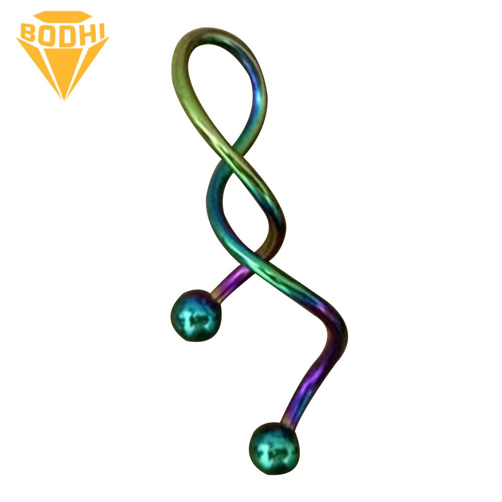 1Pc 14g Cool Twist Spiral Ear Industrial Barbell Belly Ring Piercing Earring